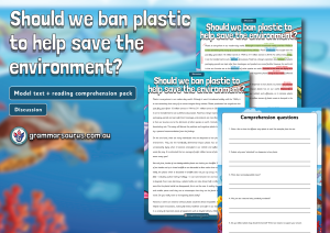 Year 5 Model Text – Persuasive – Should we ban plastic to help save the environment?