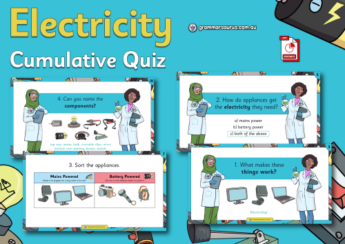 Year 5/6 Science - Electricity - Cumulative Quiz - Grammarsaurus Australia