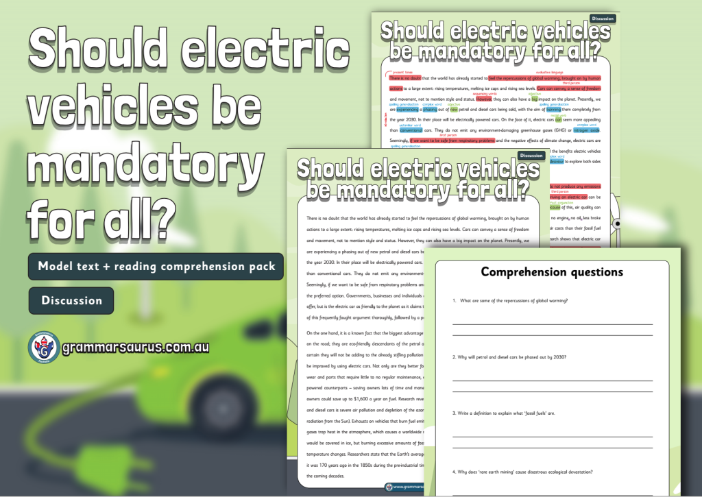 Year 6 Model Text Persuasive Should electric vehicles be mandatory