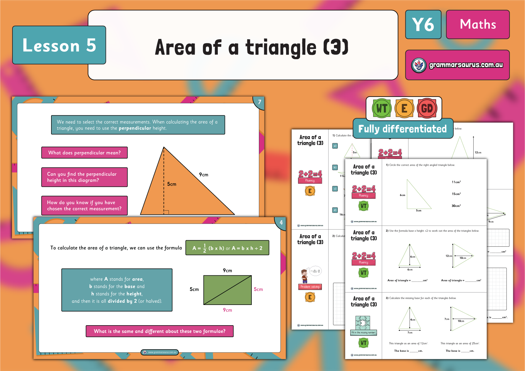 Year 6 Area, Perimeter and Volume – Area of a triangle (3) – Lesson 5 ...